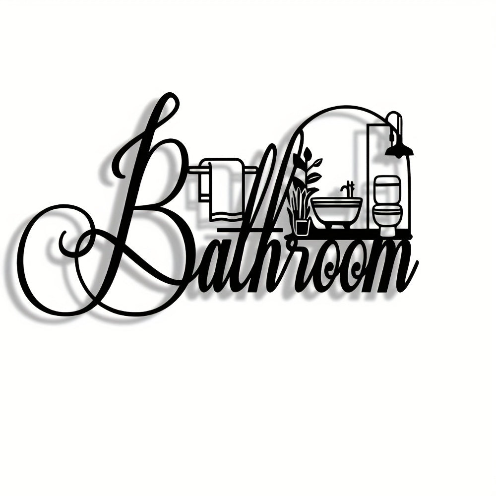 Elegant Minimalist Bathroom Sign - Premium Iron Wall Art with Modern Crafted Design, Reusable and Removable - Ideal for Home, Office, Bedroom, Patio, Kitchen, Courtyard Walls, Coffee Shop, Dance Hall, Bar, Rustic, Farmhouse D