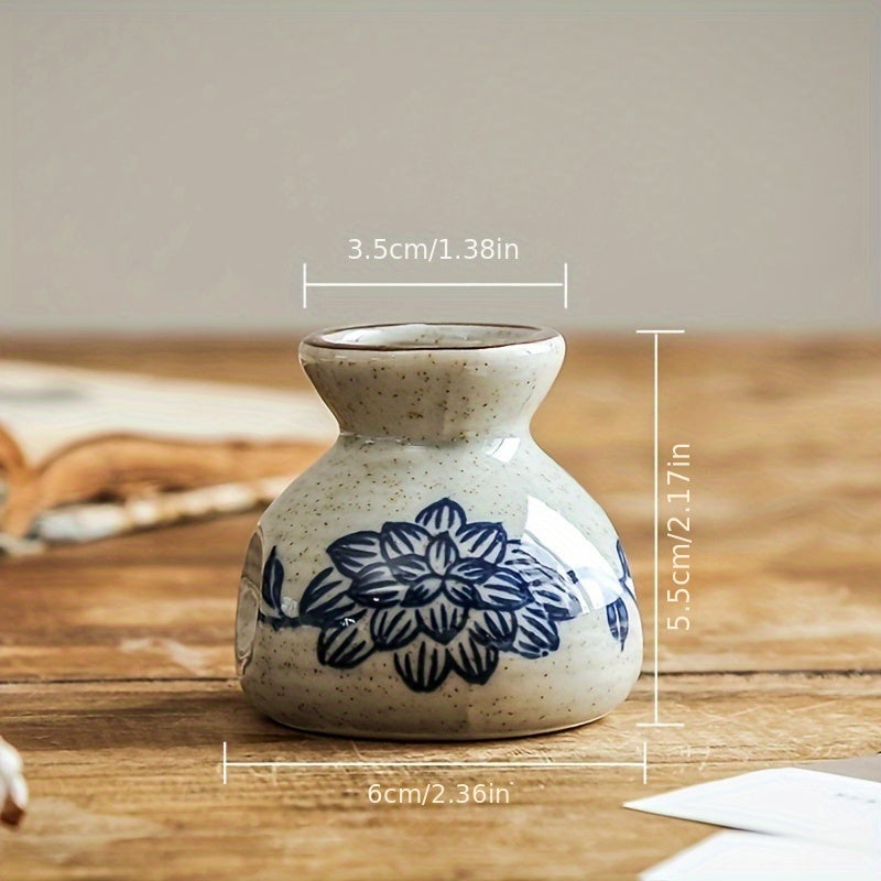 Vintage Ceramic Toothpick Holder – Decorative Kitchen Storage Jar with Floral and Fish Design, Rustic Cream Base for Home or Restaurant Use, Kitchen Accessory | Traditional Aesthetic | Glossy Ceramic Finish
