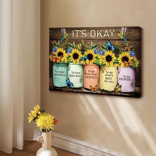 1pc Rustic Wooden Framed Vintage Floral Inspirational Canvas Painting - Sunflower Butterfly Wall Art Prints with Distressed Finish for Home Decoration, Living Room & Bedroom, Festival Gift for Her Him