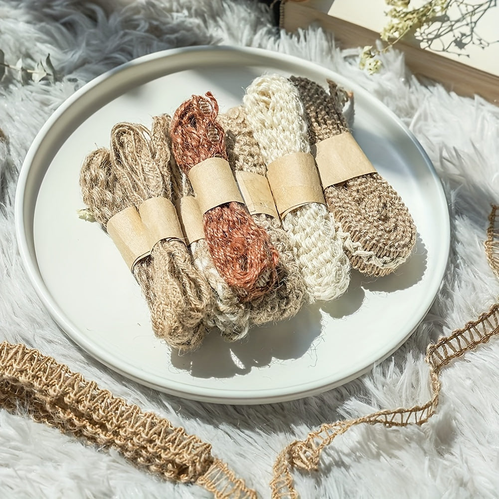 708.66 inches 9-Pack Jute Ribbon Lace Craft Ribbons, Mixed Colors, for DIY Crafts, Gift Wrapping, Party, Holiday, Rustic Wedding Decor, Sewing, Knitting, Embellishment