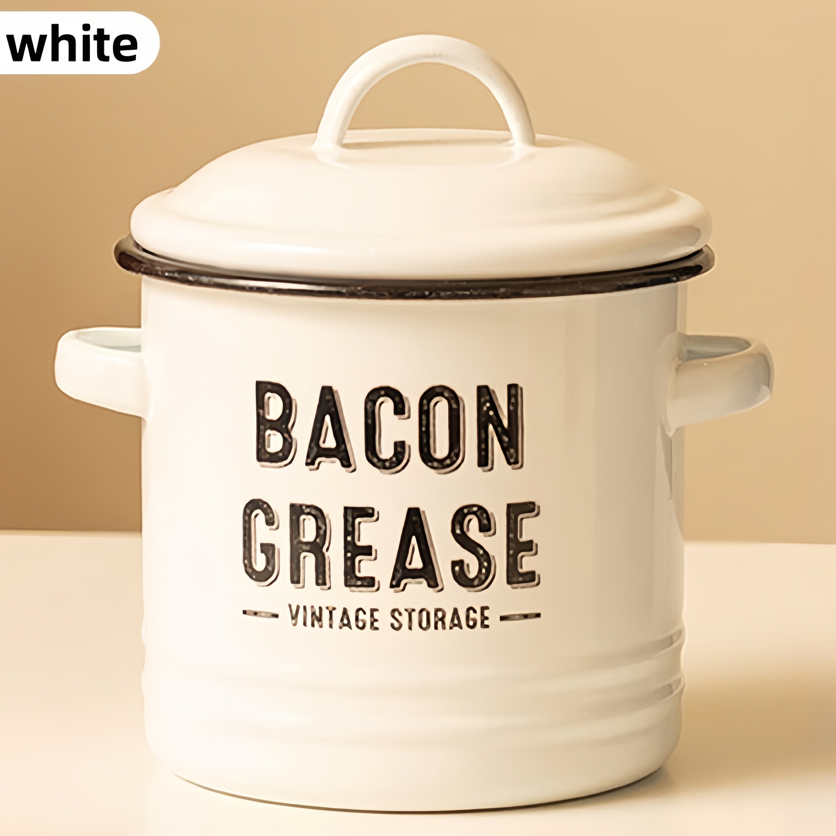 Vintage Enamel Grease Container with Lid - Large Capacity, Rustic Kitchen Decor, Ideal for Cooking Oil Storage, Perfect Gift for Home Cookware Enthusiasts
