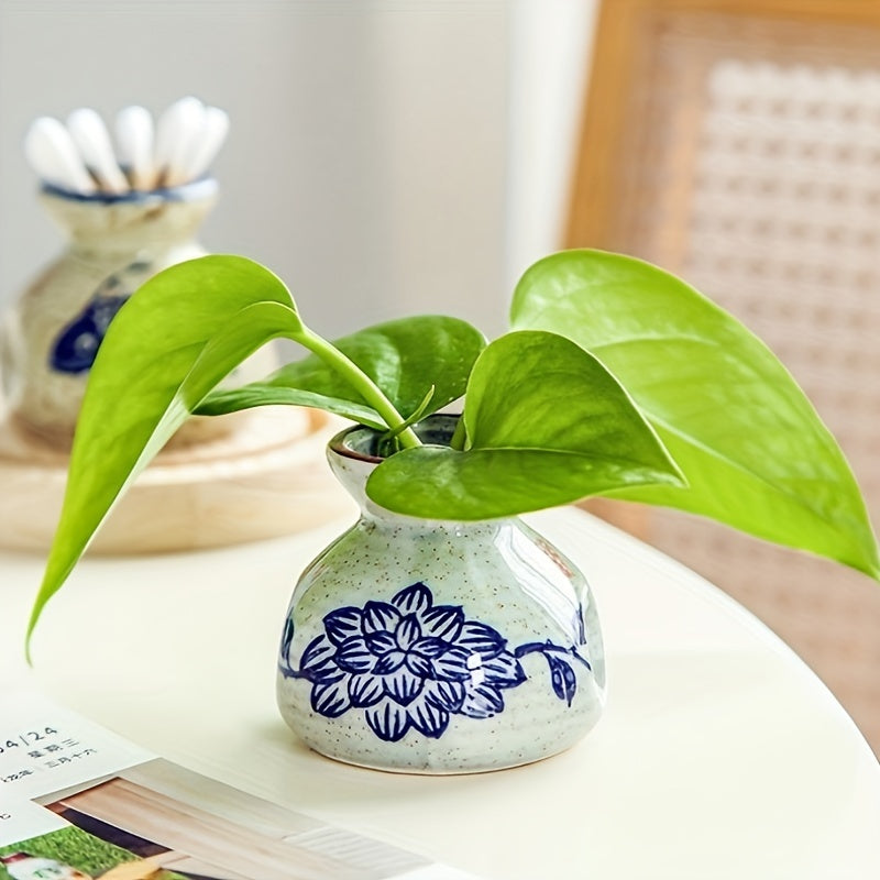 Vintage Ceramic Toothpick Holder – Decorative Kitchen Storage Jar with Floral and Fish Design, Rustic Cream Base for Home or Restaurant Use, Kitchen Accessory | Traditional Aesthetic | Glossy Ceramic Finish