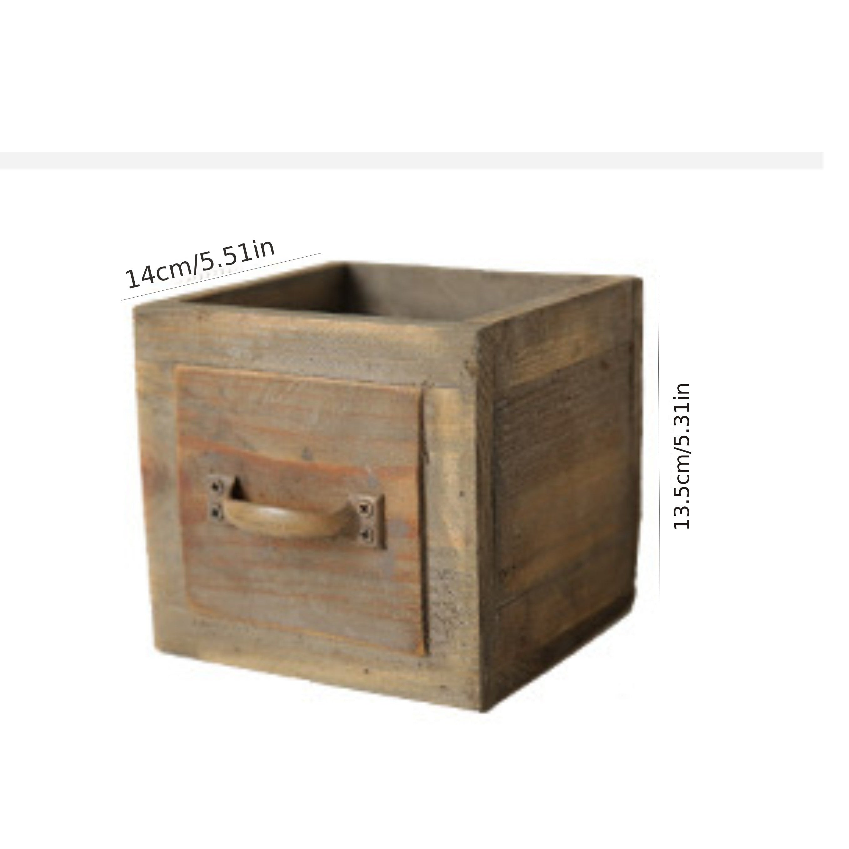 Vintage Rectangular Wooden Planter Boxes with Drawer Handles - Rustic Succulent Plant Containers, Garden Planter Pots - Versatile Indoor & Outdoor Decorative Box Set for Plants