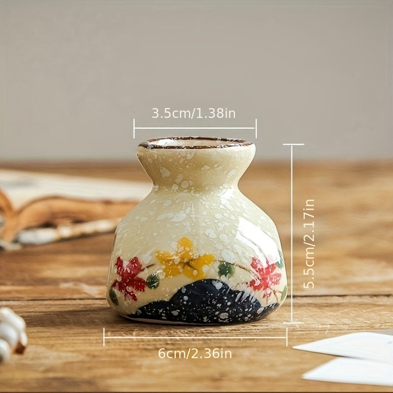 Vintage Ceramic Toothpick Holder – Decorative Kitchen Storage Jar with Floral and Fish Design, Rustic Cream Base for Home or Restaurant Use, Kitchen Accessory | Traditional Aesthetic | Glossy Ceramic Finish