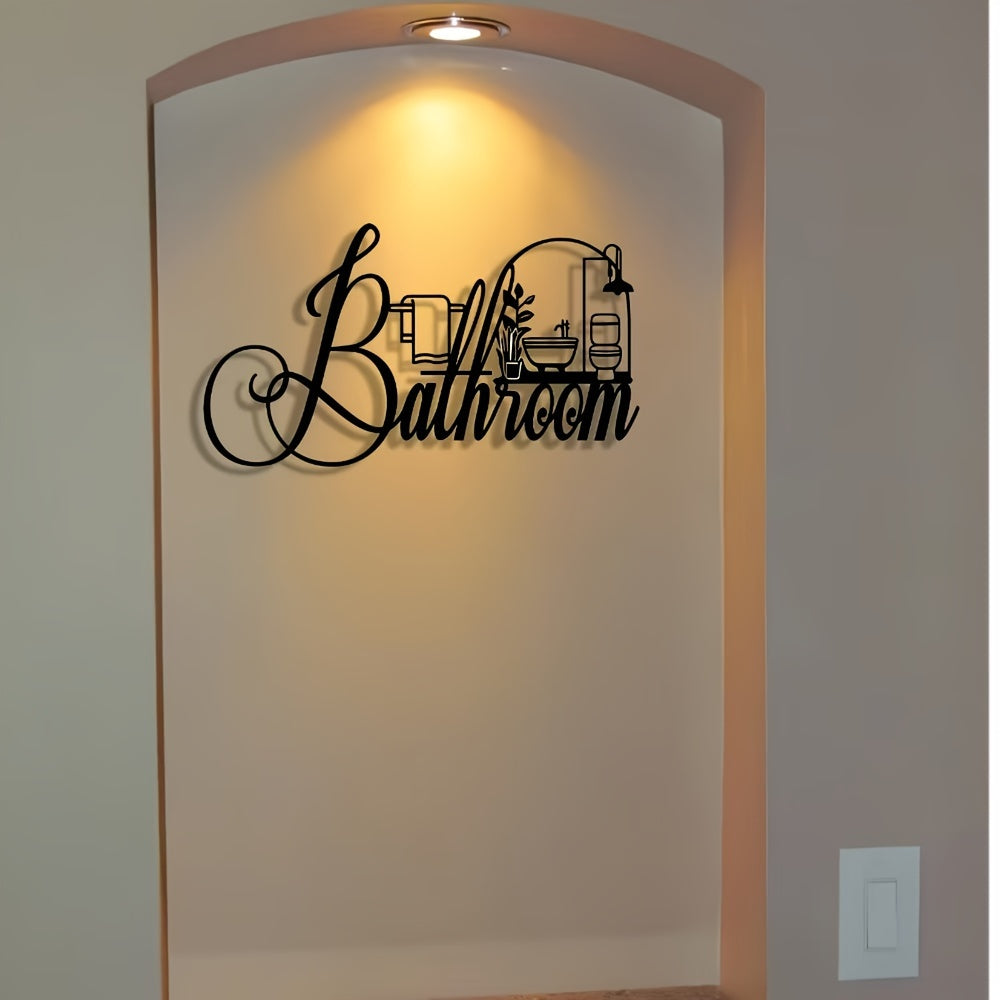 Elegant Minimalist Bathroom Sign - Premium Iron Wall Art with Modern Crafted Design, Reusable and Removable - Ideal for Home, Office, Bedroom, Patio, Kitchen, Courtyard Walls, Coffee Shop, Dance Hall, Bar, Rustic, Farmhouse D