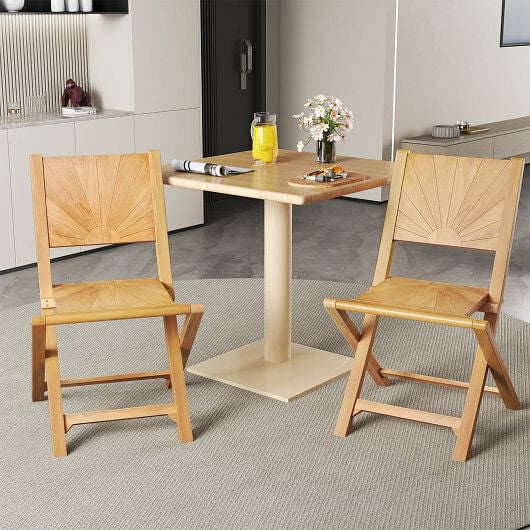 2 Pieces Folding Patio Chairs with Inclined Backrest