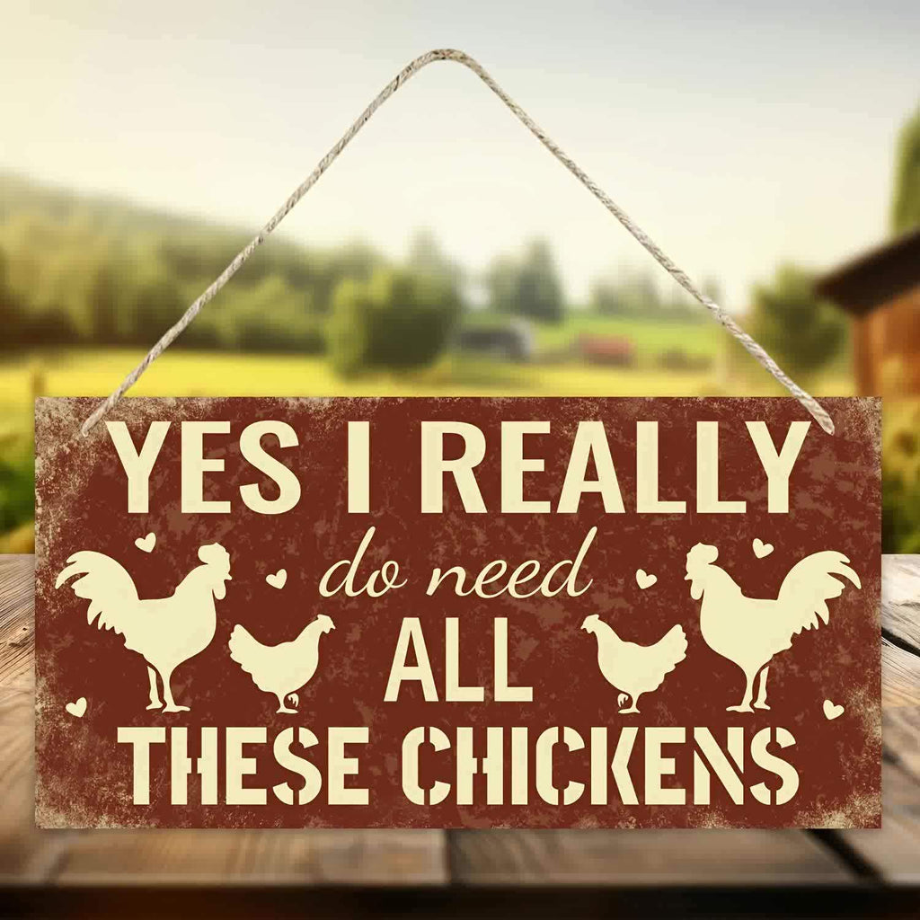 Charming Rustic Farmhouse Chicken Coop Sign - 'Yes I Really Do Need All These Chickens' Wooden Plaque, Perfect for Poultry Lovers, 3.94x7.87 inches, Animal Theme Wall Decor, Home Decor