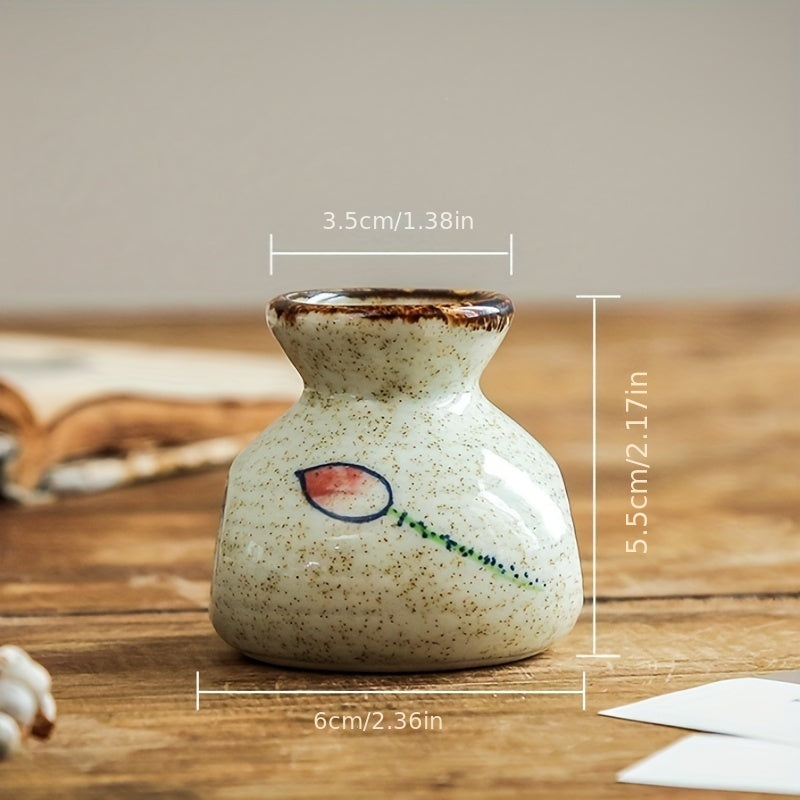 Vintage Ceramic Toothpick Holder – Decorative Kitchen Storage Jar with Floral and Fish Design, Rustic Cream Base for Home or Restaurant Use, Kitchen Accessory | Traditional Aesthetic | Glossy Ceramic Finish