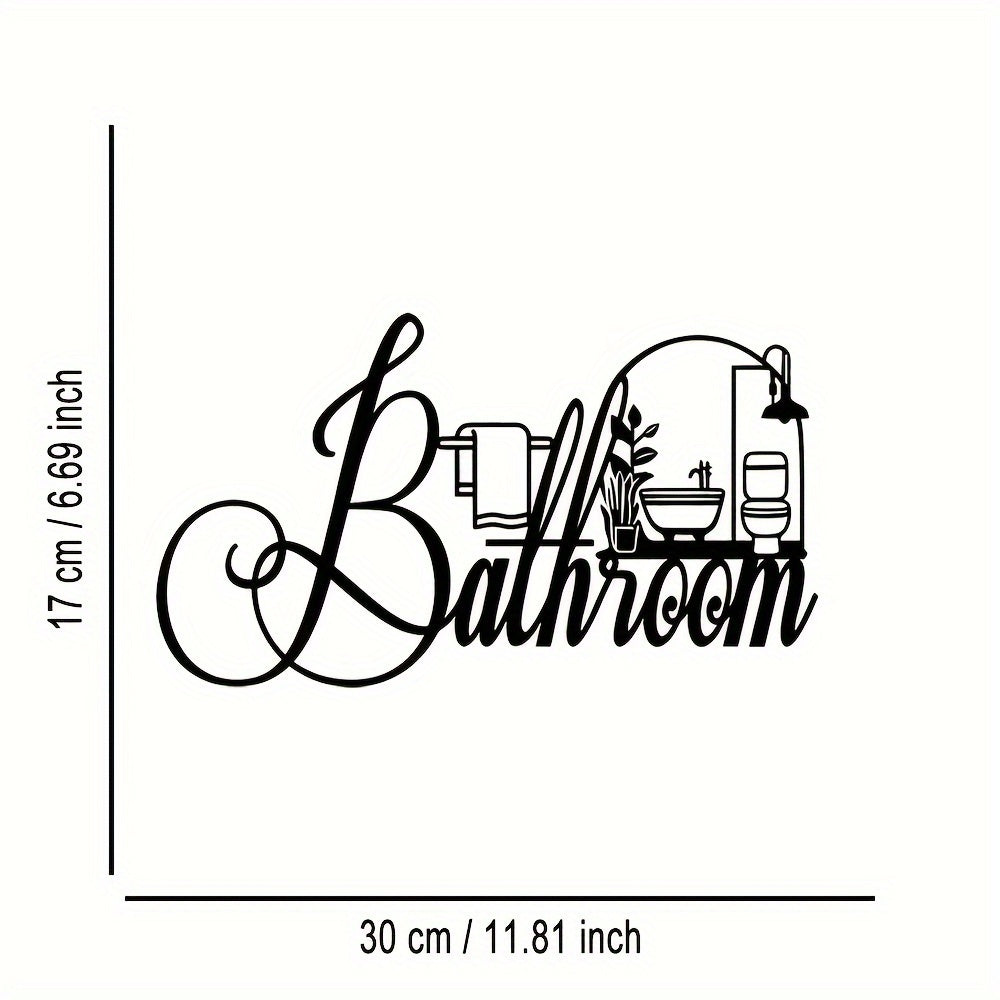 Elegant Minimalist Bathroom Sign - Premium Iron Wall Art with Modern Crafted Design, Reusable and Removable - Ideal for Home, Office, Bedroom, Patio, Kitchen, Courtyard Walls, Coffee Shop, Dance Hall, Bar, Rustic, Farmhouse D